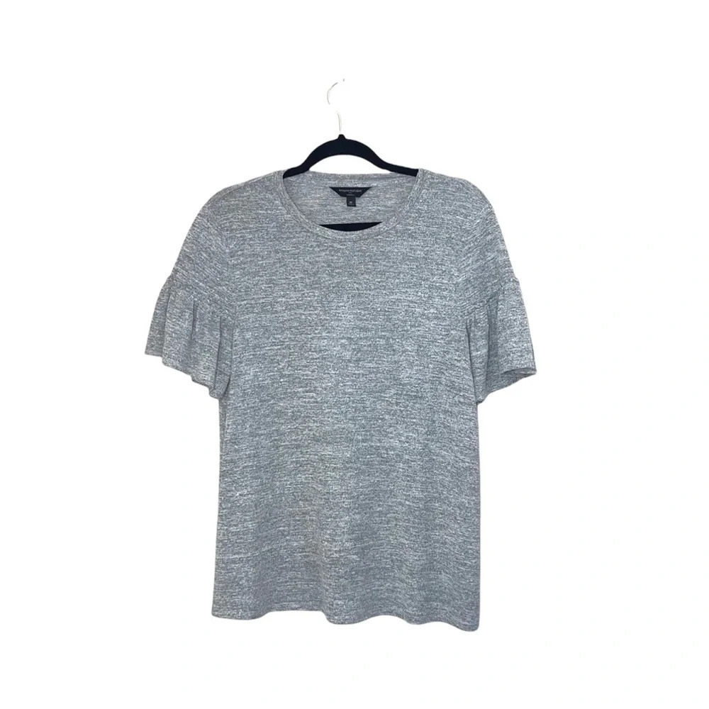 Banana Republic Luxespun Light Gray Flutter Sleeve Knit Top Medium Women’s
